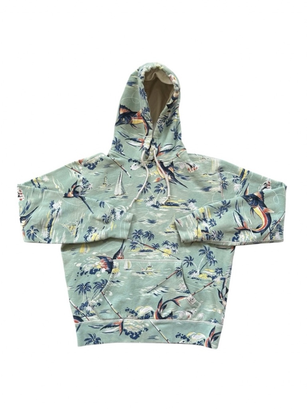 Polo Ralph Lauren Mint Green Coastal Sailfish Boat Marlin AOP Sweatshirt Medium